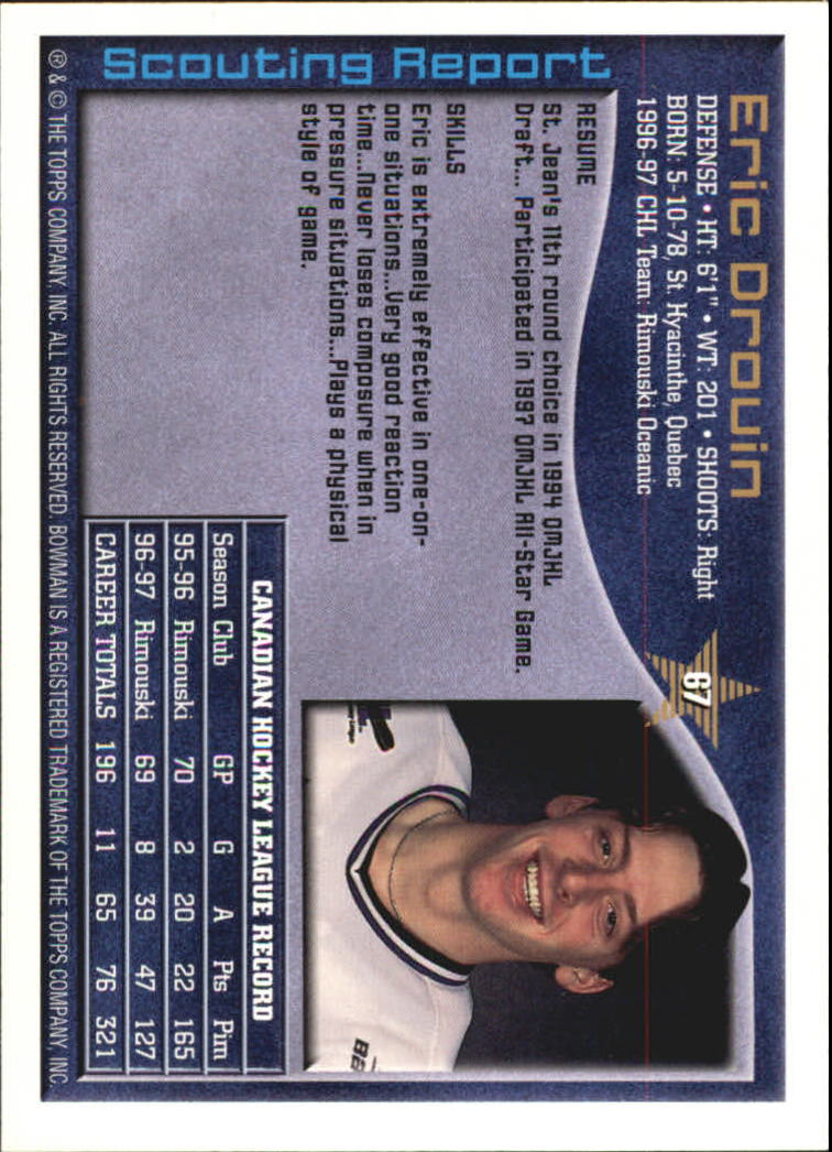 A2809- 1997 Bowman Chl Hockey Karten 1-160 + Rookies -du Pick- 15 + Gratis US - Bild 305 von 306
