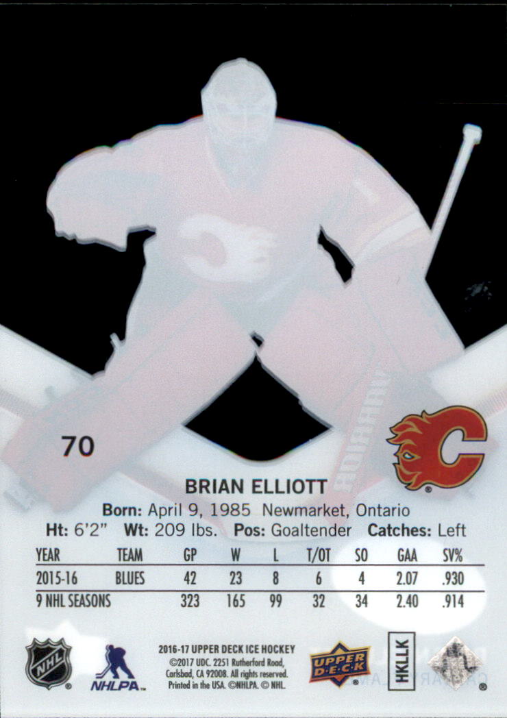 2016-17 Upper Deck Ice #70 Brian Elliott back image
