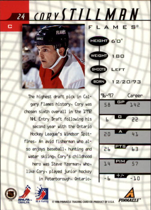 1997-98 Be A Player #24 Cory Stillman back image