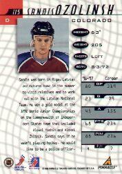 1997-98 Be A Player Autographs #115 Sandis Ozolinsh back image