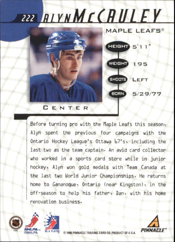 1997-98 Be A Player Autographs #222 Alyn McCauley back image