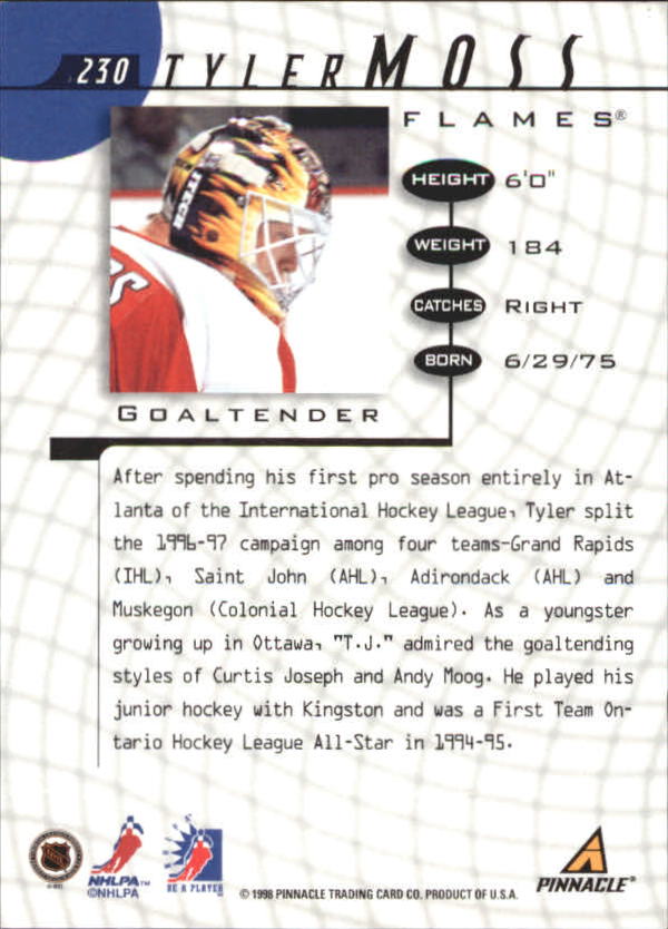 1997-98 Be A Player Autographs #230 Tyler Moss back image