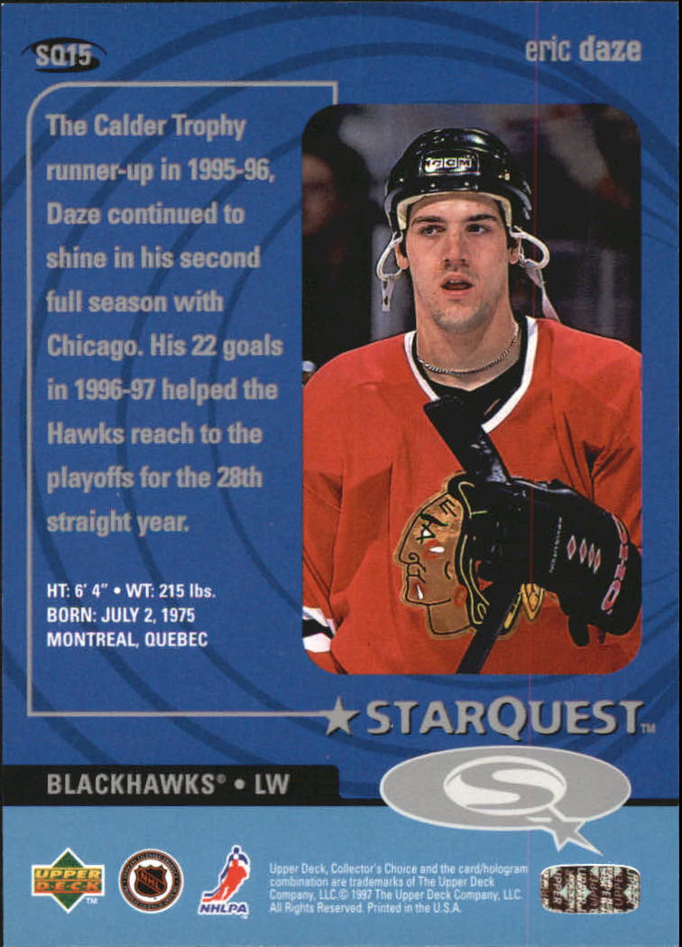 1997-98 Collector's Choice StarQuest #SQ15 Eric Daze back image