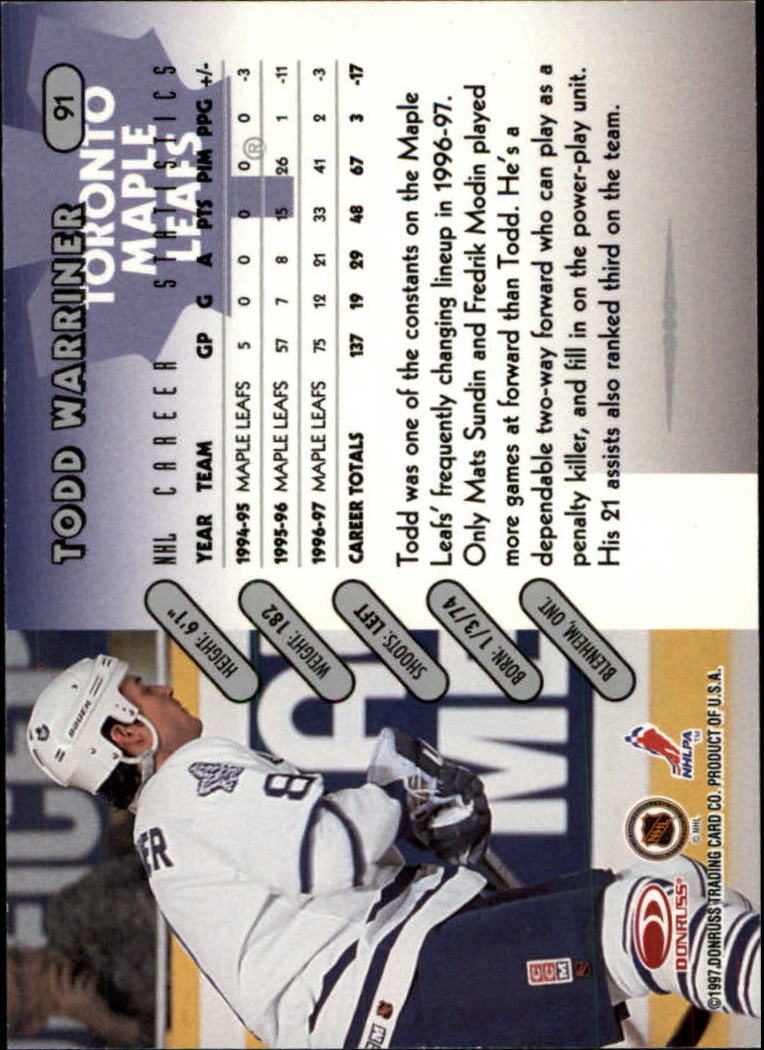 1997-98 Donruss #91 Todd Warriner back image