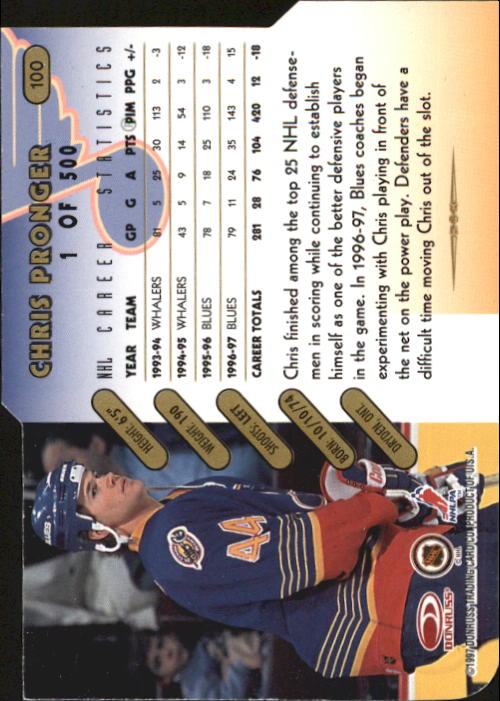 1997-98 Donruss Press Proofs Gold #100 Chris Pronger back image
