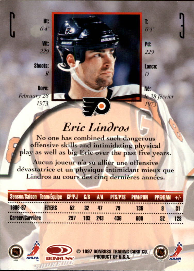 1997-98 Donruss Canadian Ice #3 Eric Lindros back image