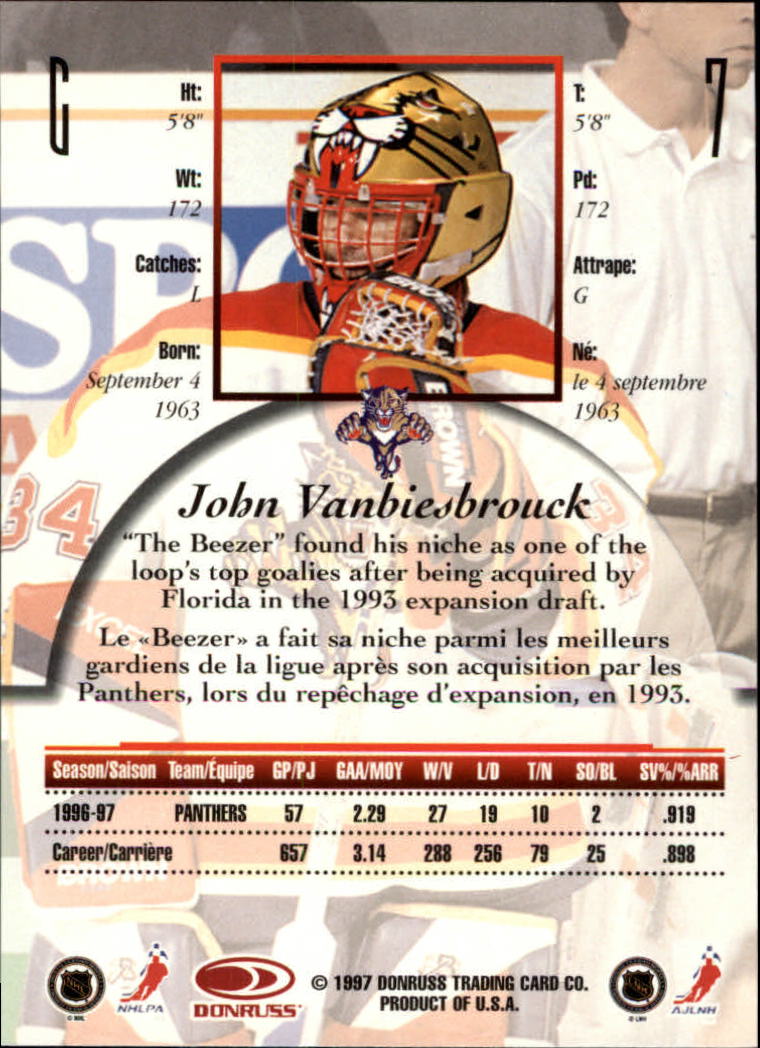 1997-98 Donruss Canadian Ice #7 John Vanbiesbrouck back image