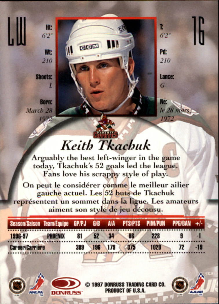 1997-98 Donruss Canadian Ice #16 Keith Tkachuk back image