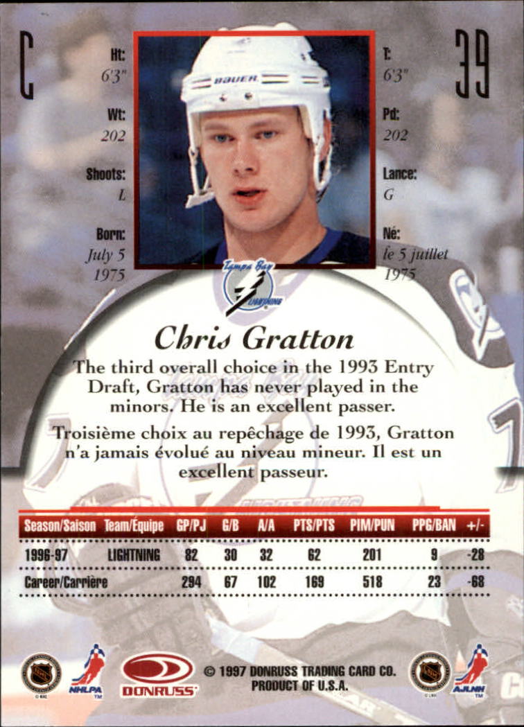 1997-98 Donruss Canadian Ice #39 Chris Gratton back image