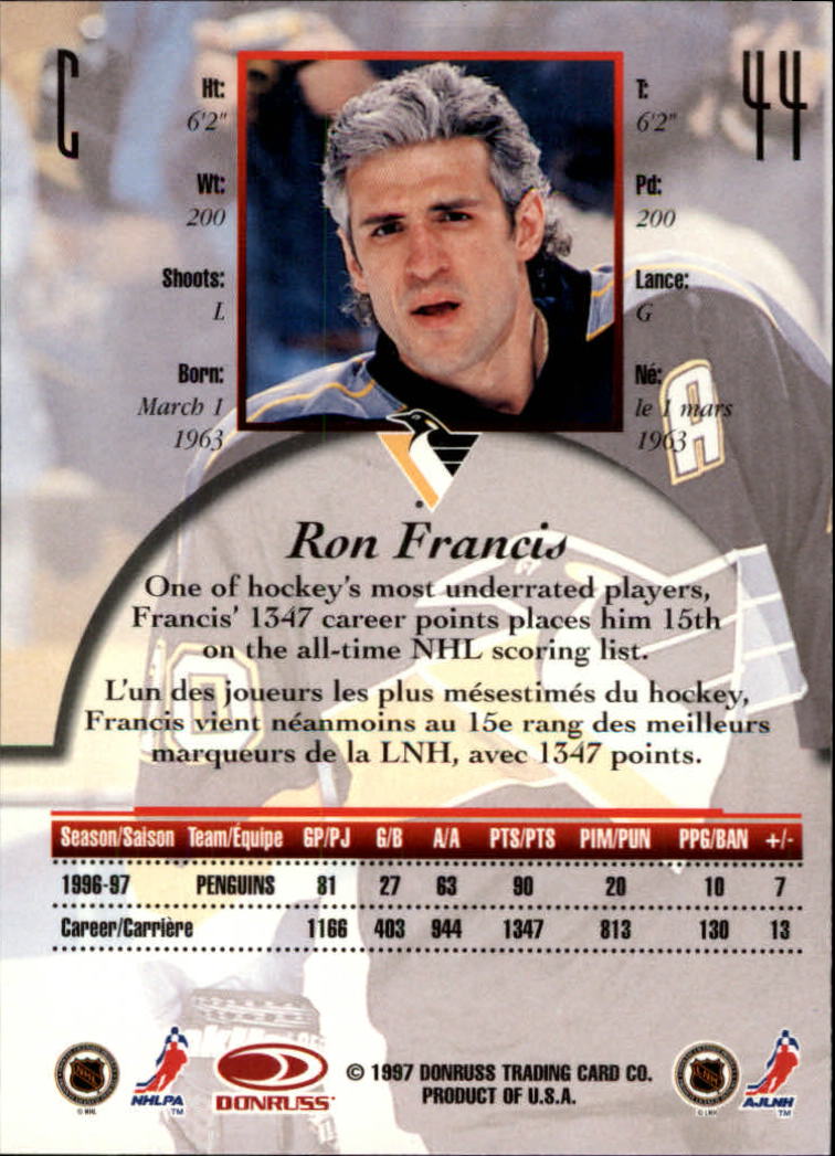 1997-98 Donruss Canadian Ice #44 Ron Francis back image