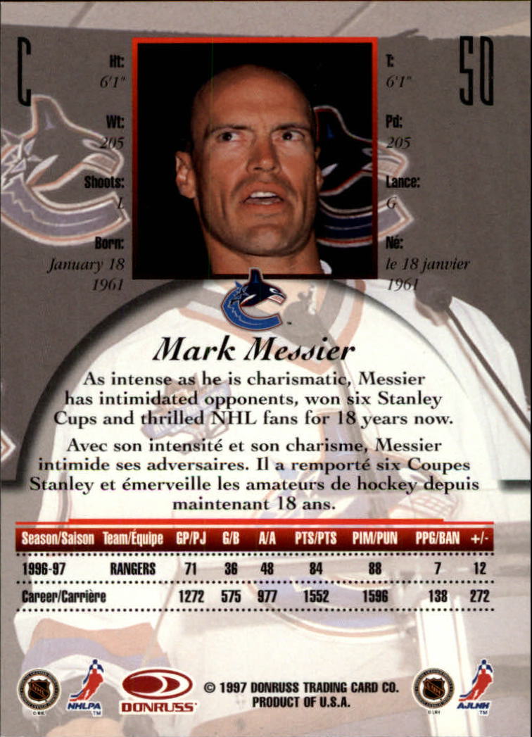 1997-98 Donruss Canadian Ice #50 Mark Messier back image