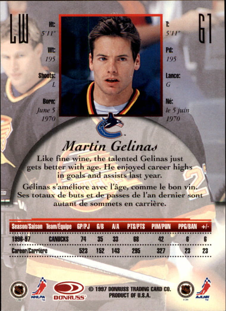 1997-98 Donruss Canadian Ice #61 Martin Gelinas back image