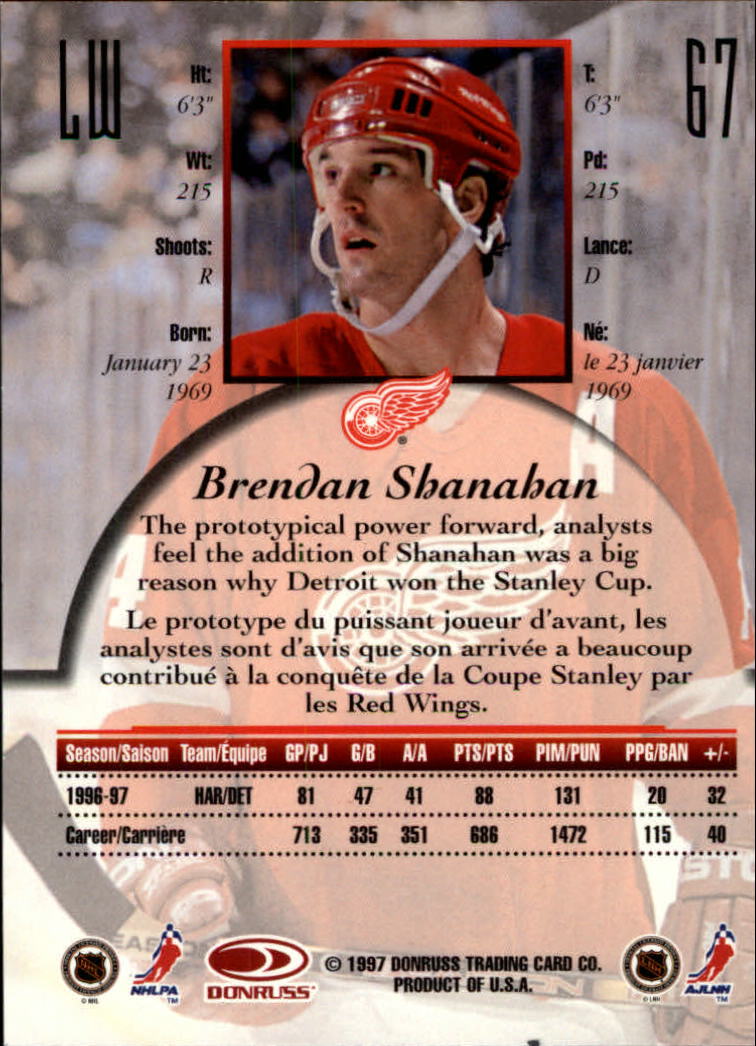 1997-98 Donruss Canadian Ice #67 Brendan Shanahan back image