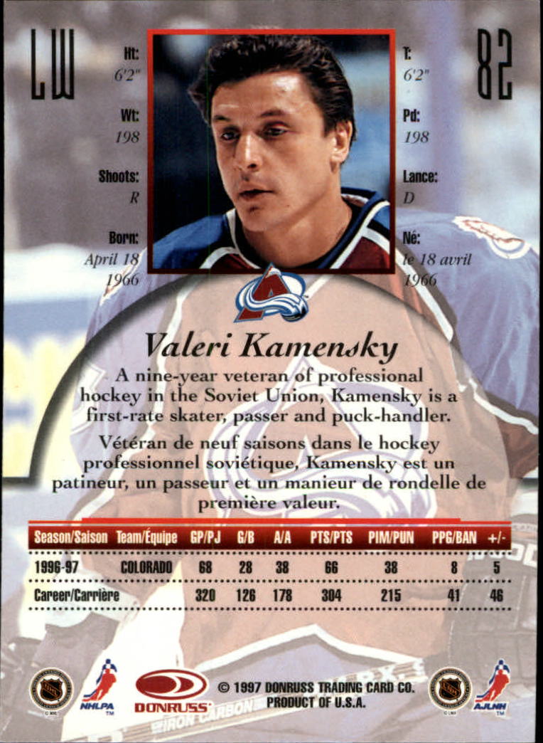 1997-98 Donruss Canadian Ice #82 Valeri Kamensky back image