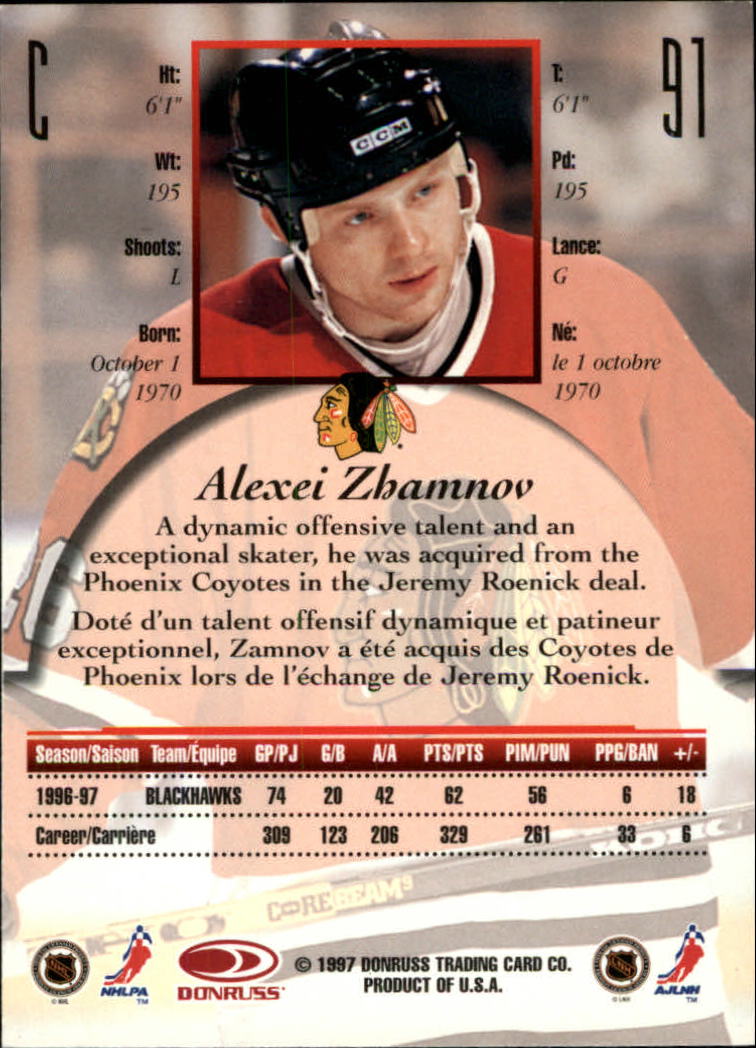1997-98 Donruss Canadian Ice #91 Alexei Zhamnov back image