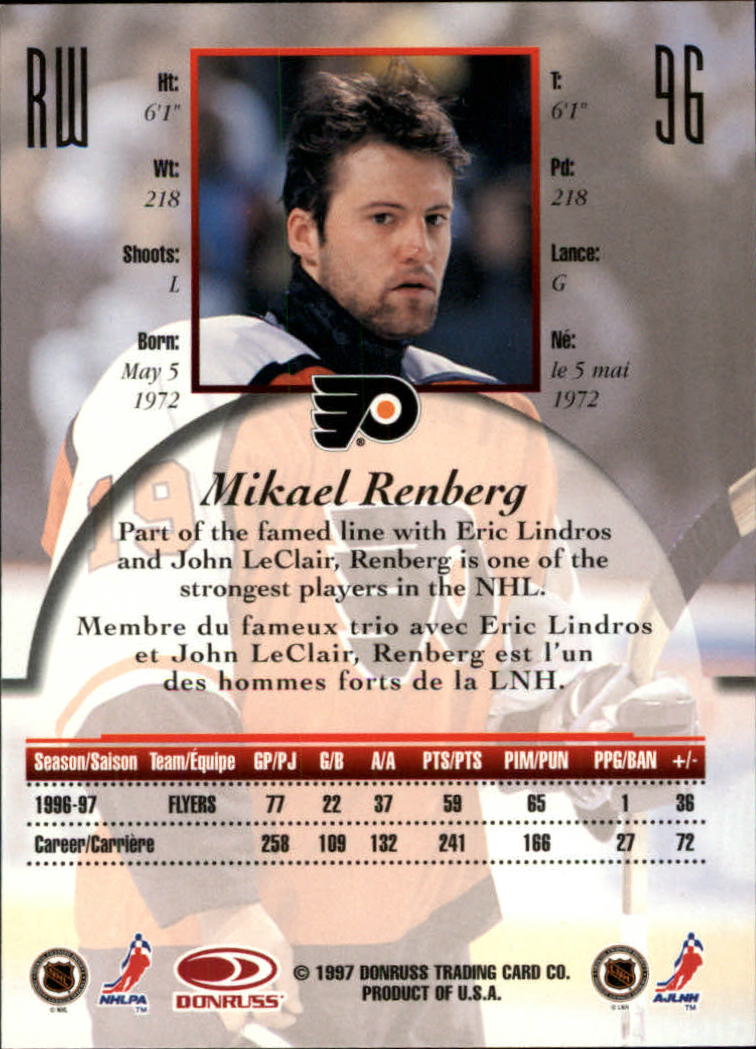 1997-98 Donruss Canadian Ice #96 Mikael Renberg back image