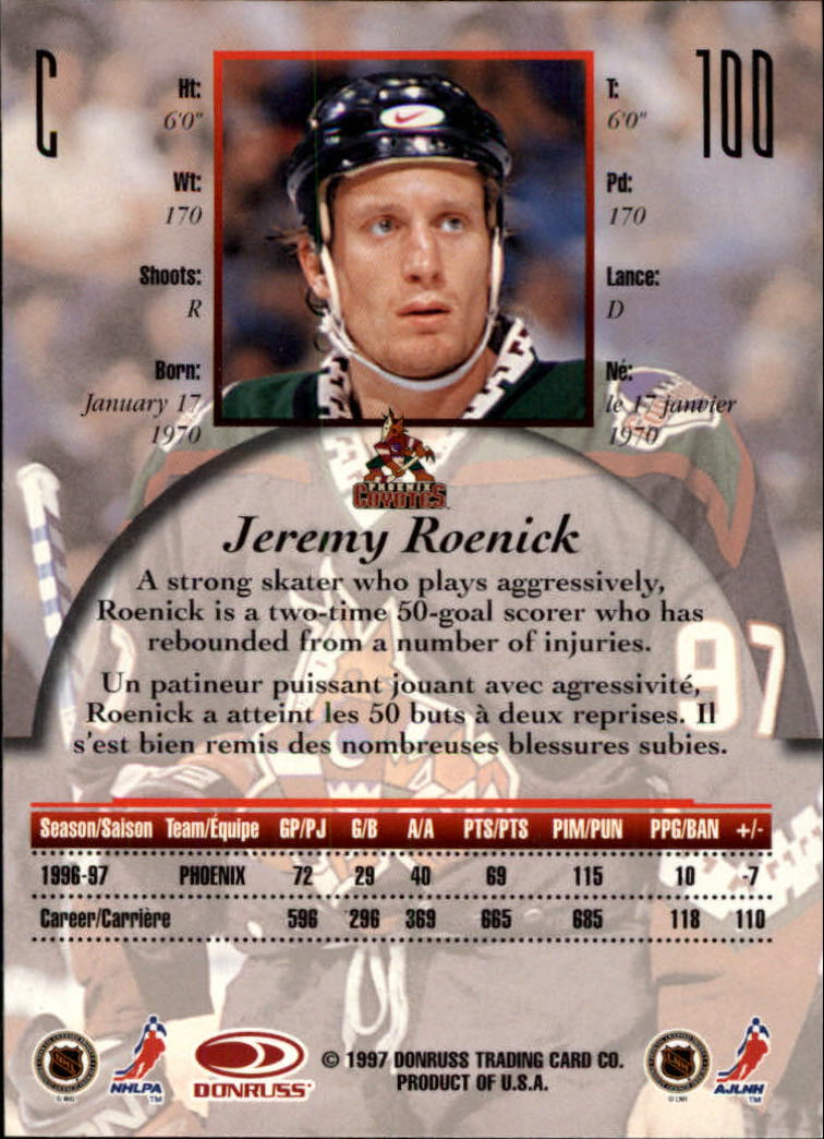 1997-98 Donruss Canadian Ice #100 Jeremy Roenick back image