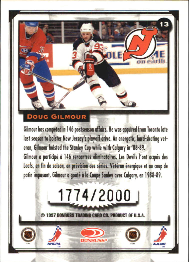 1997-98 Donruss Canadian Ice Stanley Cup Scrapbook #13 Doug Gilmour Q back image