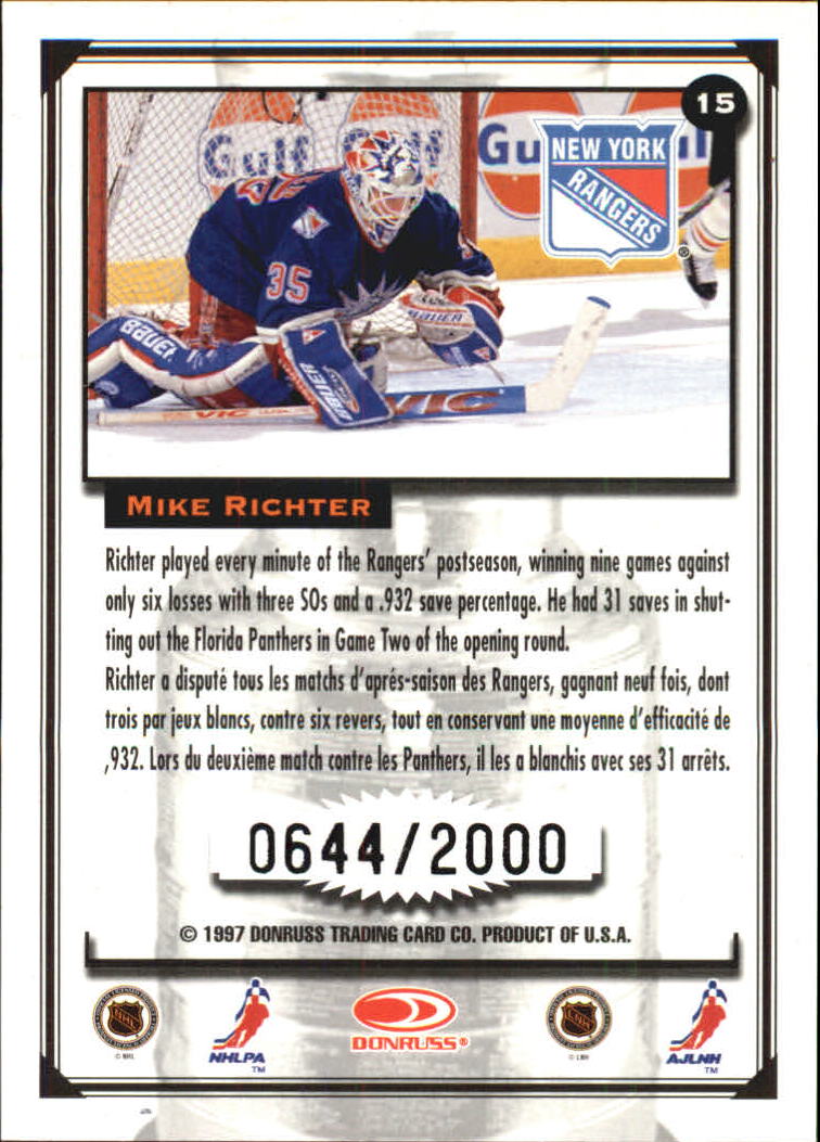 1997-98 Donruss Canadian Ice Stanley Cup Scrapbook #15 Mike Richter Q back image