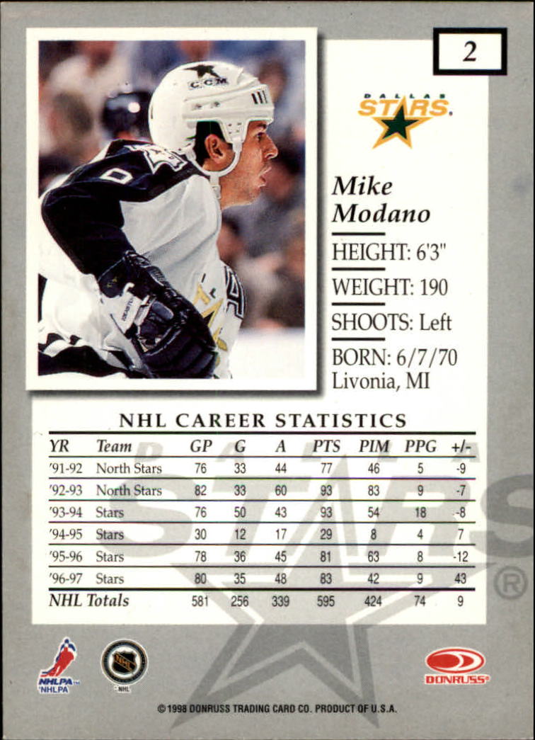 1997-98 Donruss Elite #2 Mike Modano back image
