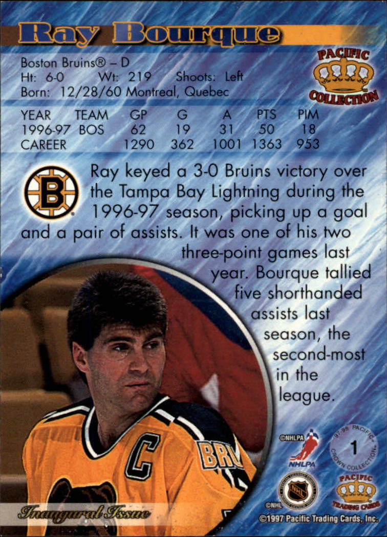 1997-98 Pacific #1 Ray Bourque back image