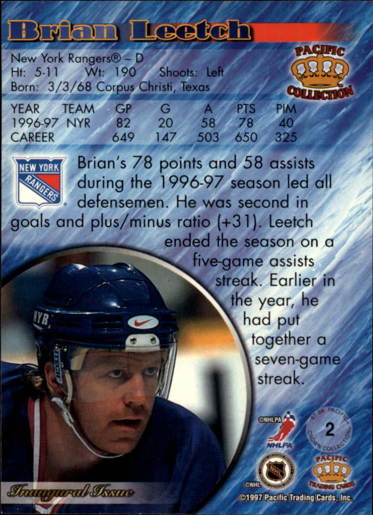 1997-98 Pacific #2 Brian Leetch back image