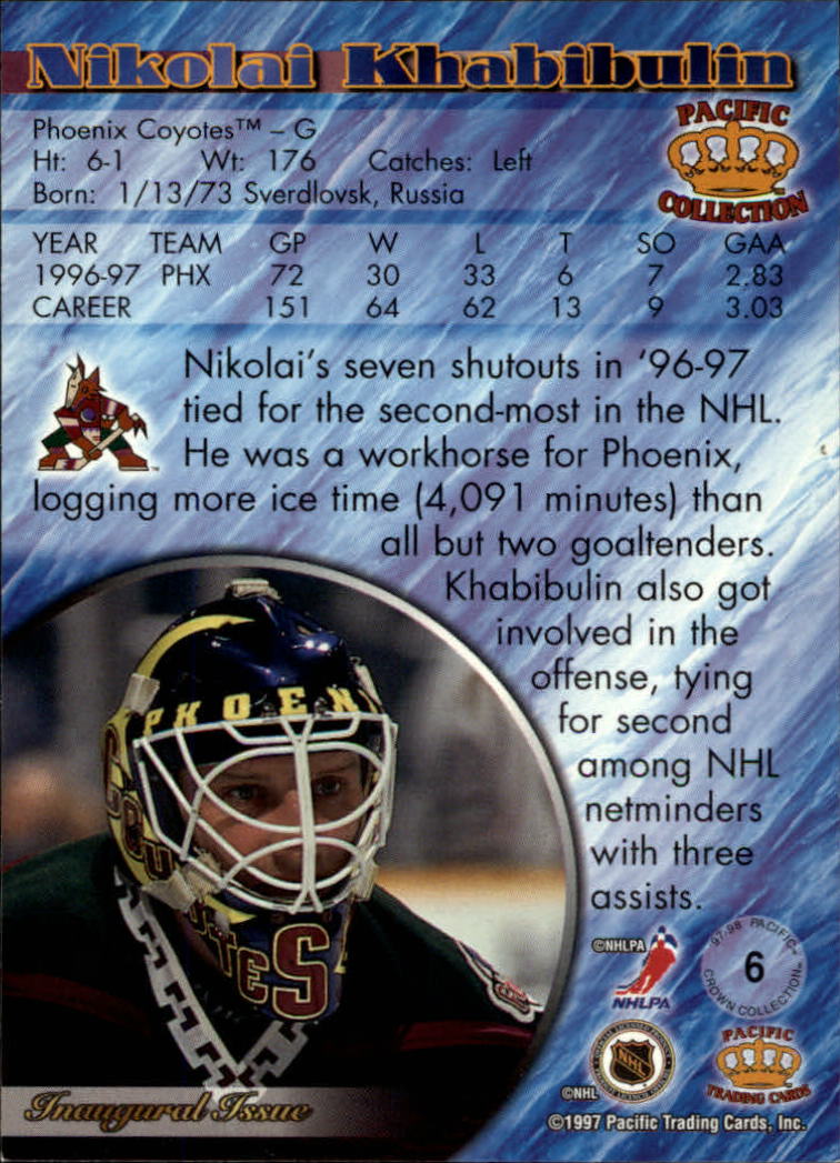 1997-98 Pacific #6 Nikolai Khabibulin back image