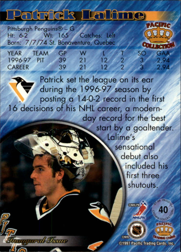 1997-98 Pacific #40 Patrick Lalime back image