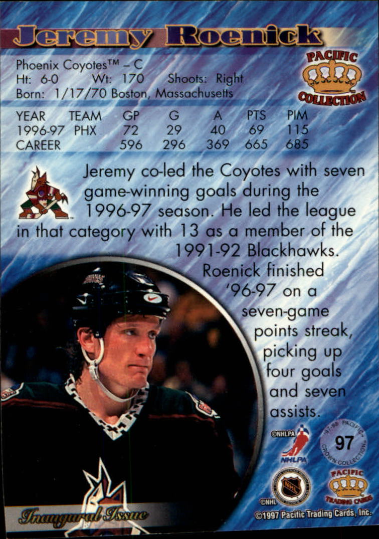 1997-98 Pacific #97 Jeremy Roenick back image