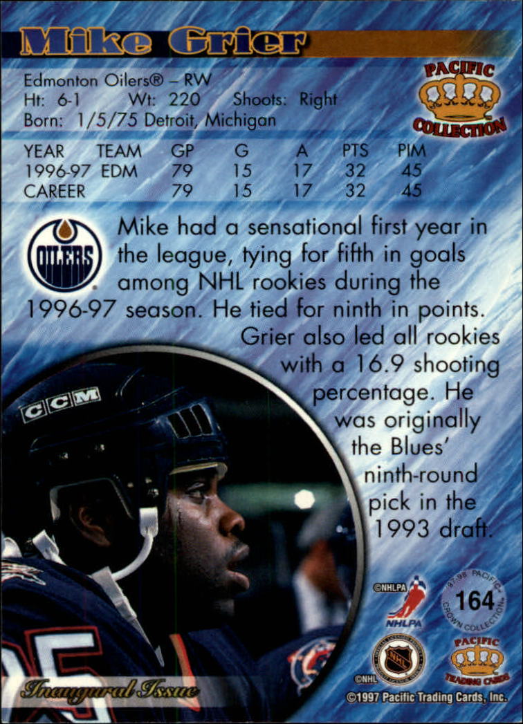 1997-98 Pacific #164 Mike Grier back image