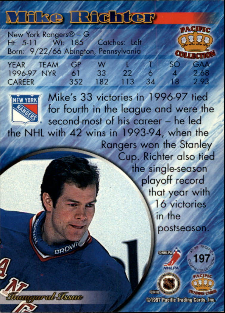 1997-98 Pacific #197 Mike Richter back image