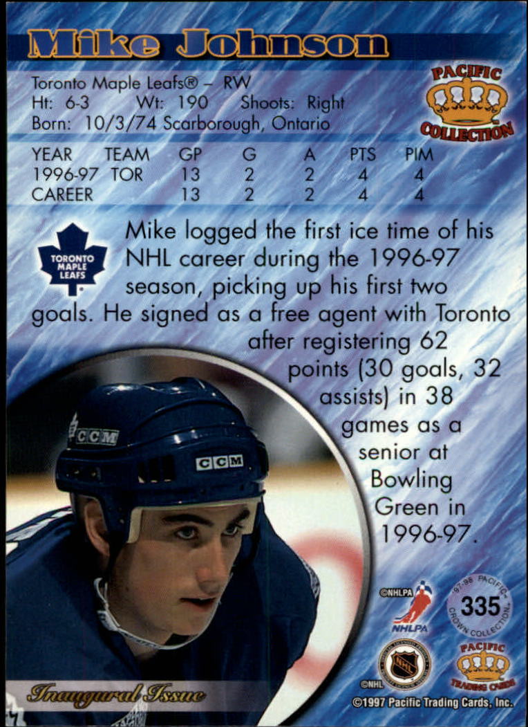 1997-98 Pacific #335 Mike Johnson RC back image