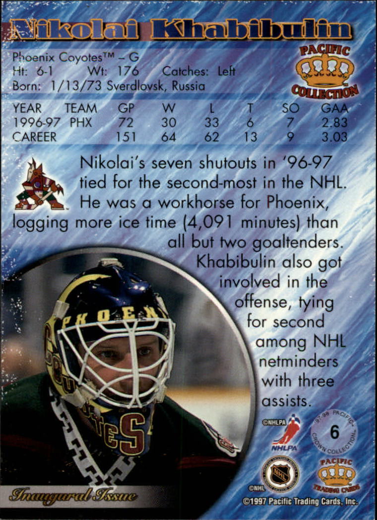 1997-98 Pacific Copper #6 Nikolai Khabibulin back image