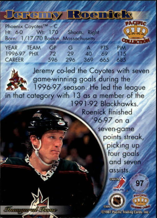 1997-98 Pacific Copper #97 Jeremy Roenick back image