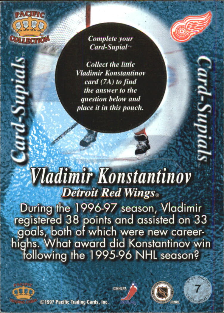 1997-98 Pacific Card-Supials #7 Vladimir Konstantinov back image