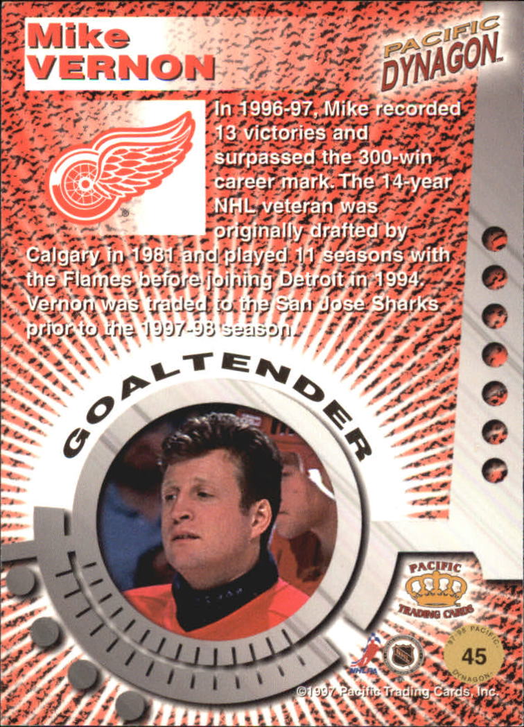 1997-98 Pacific Dynagon #45 Mike Vernon back image