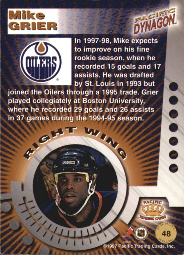 1997-98 Pacific Dynagon #48 Mike Grier back image
