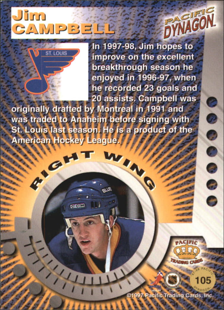 1997-98 Pacific Dynagon #105 Jim Campbell back image