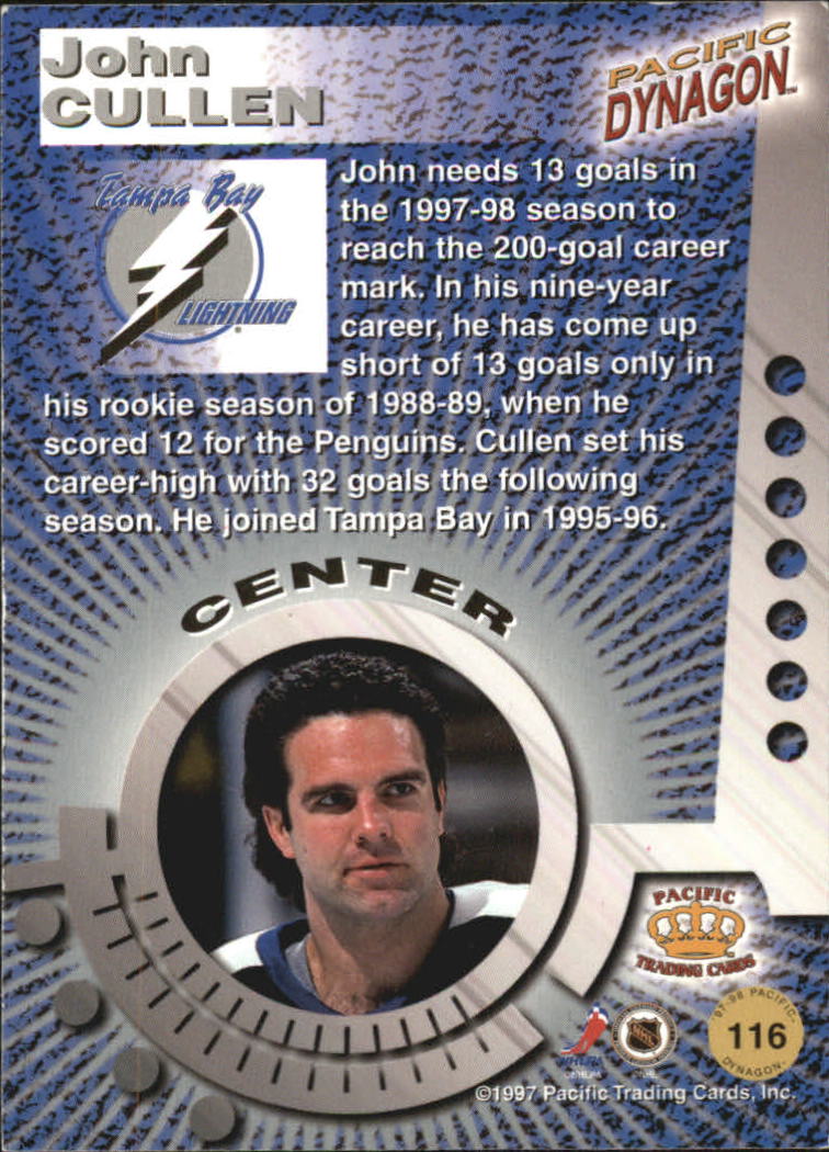1997-98 Pacific Dynagon #116 John Cullen back image