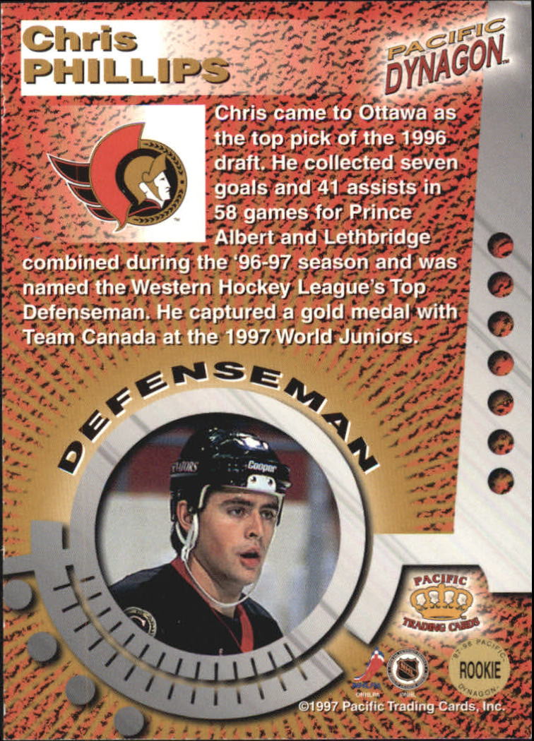 1997-98 Pacific Dynagon #NNO9 Chris Phillips back image