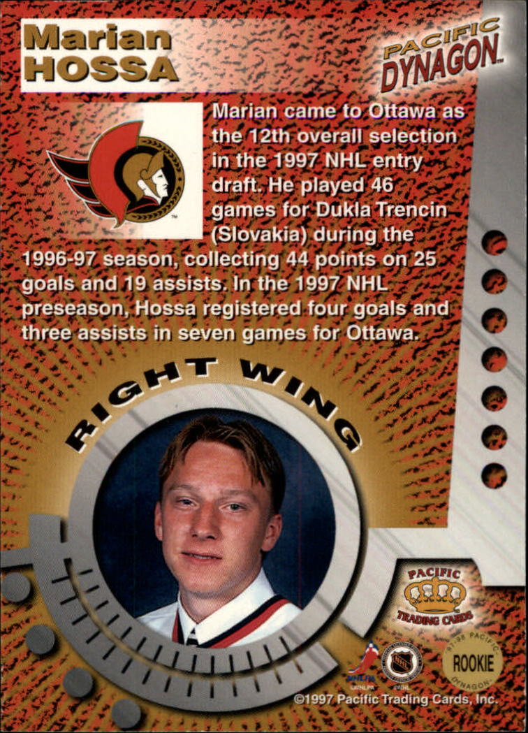 1997-98 Pacific Dynagon Emerald Green #NNO3 Marian Hossa back image