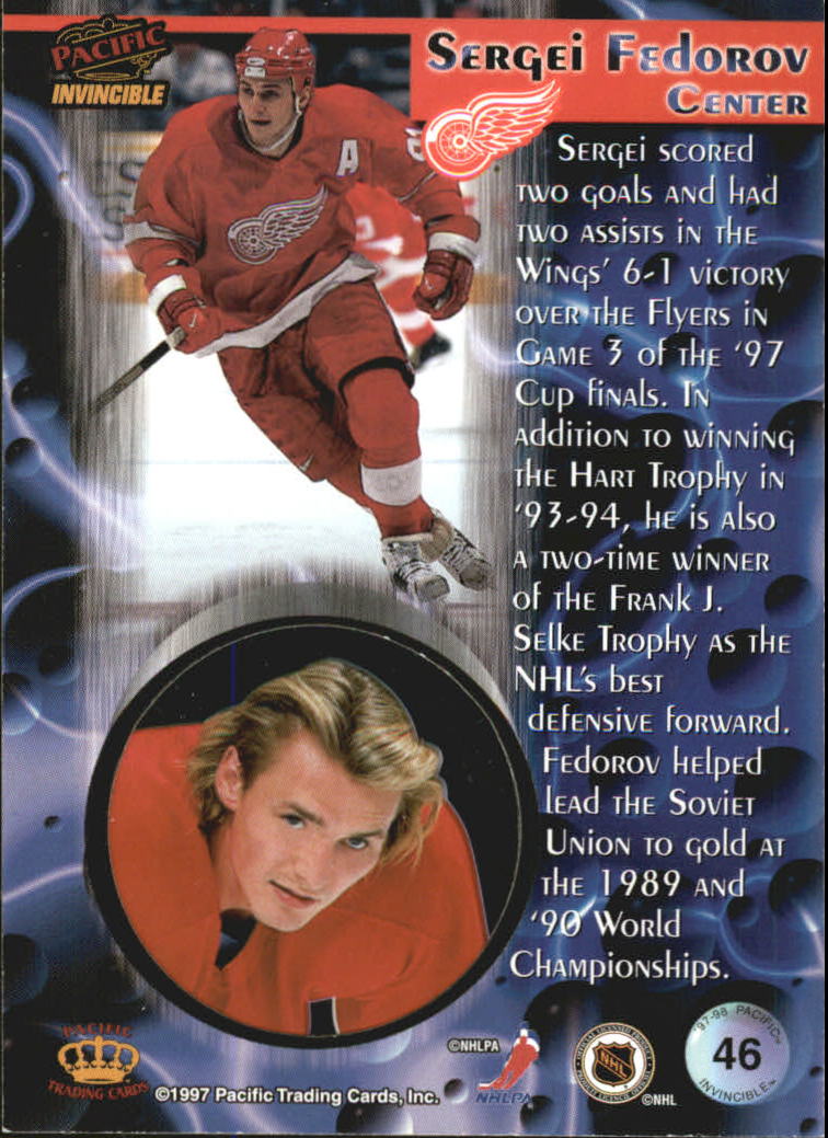 1997-98 Pacific Invincible Red #46 Sergei Fedorov back image