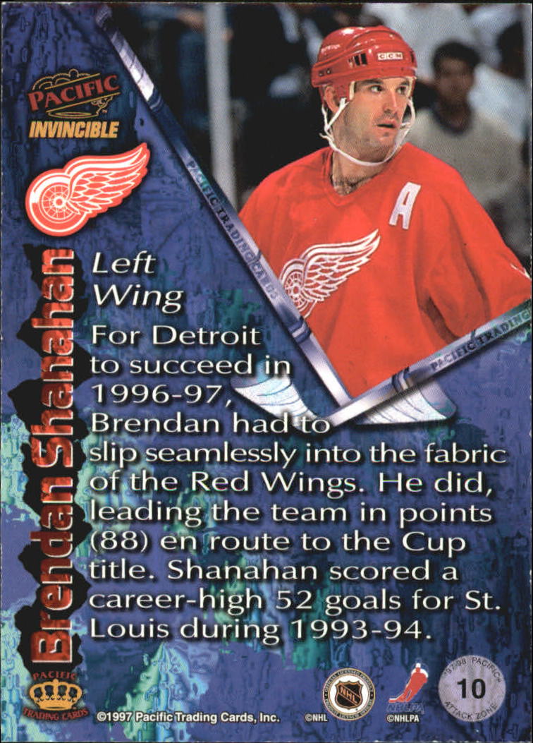 1997-98 Pacific Invincible Attack Zone #10 Brendan Shanahan back image