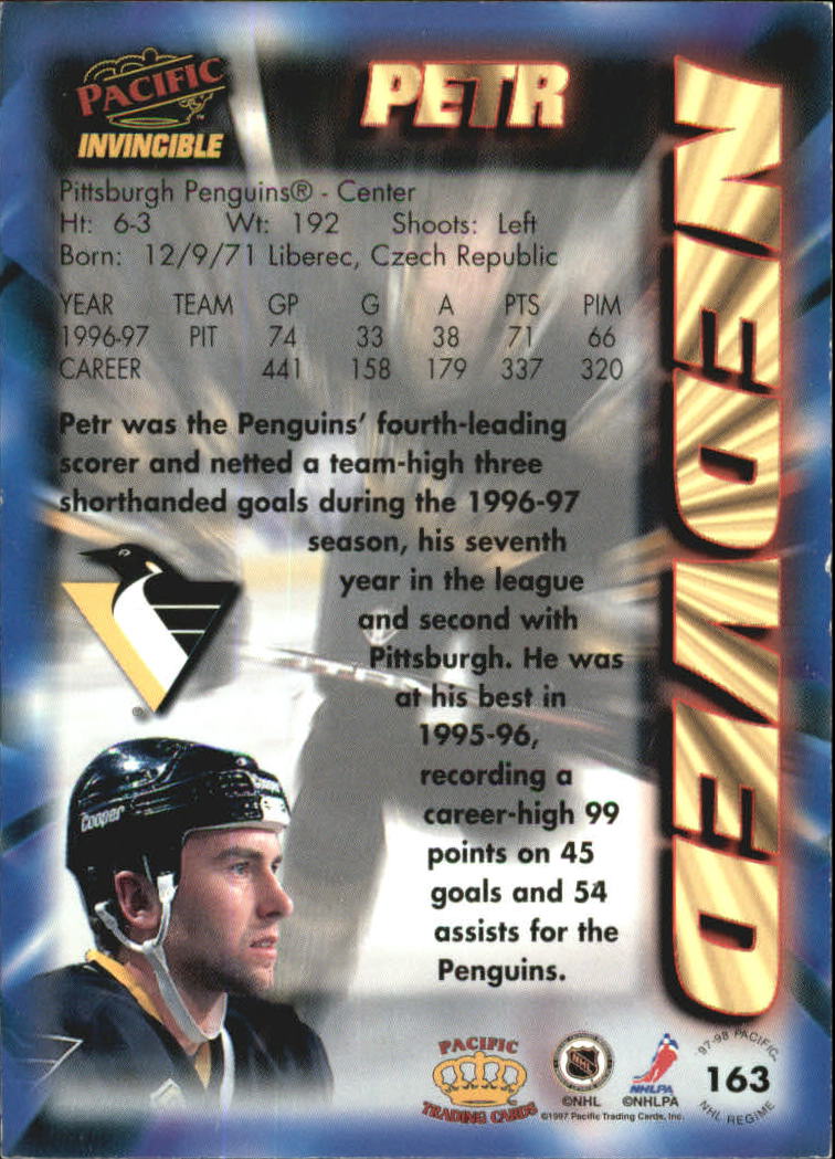 1997-98 Pacific Invincible NHL Regime #163 Petr Nedved back image