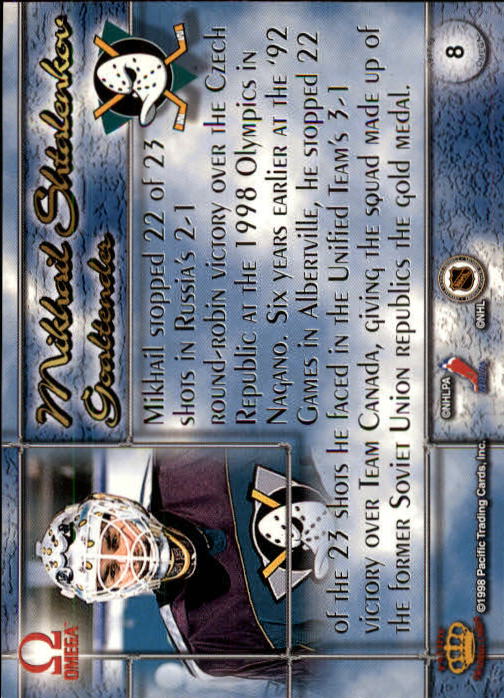 1997-98 Pacific Omega #8 Mikhail Shtalenkov back image