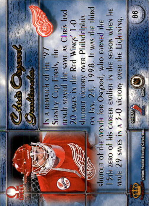1997-98 Pacific Omega #86 Chris Osgood back image