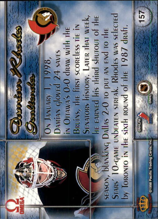 1997-98 Pacific Omega #157 Damian Rhodes back image