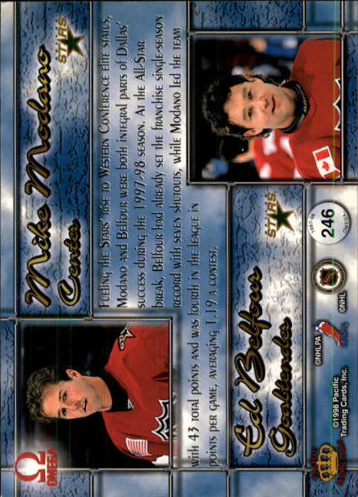 1997-98 Pacific Omega #246 Mike Modano/Ed Belfour back image