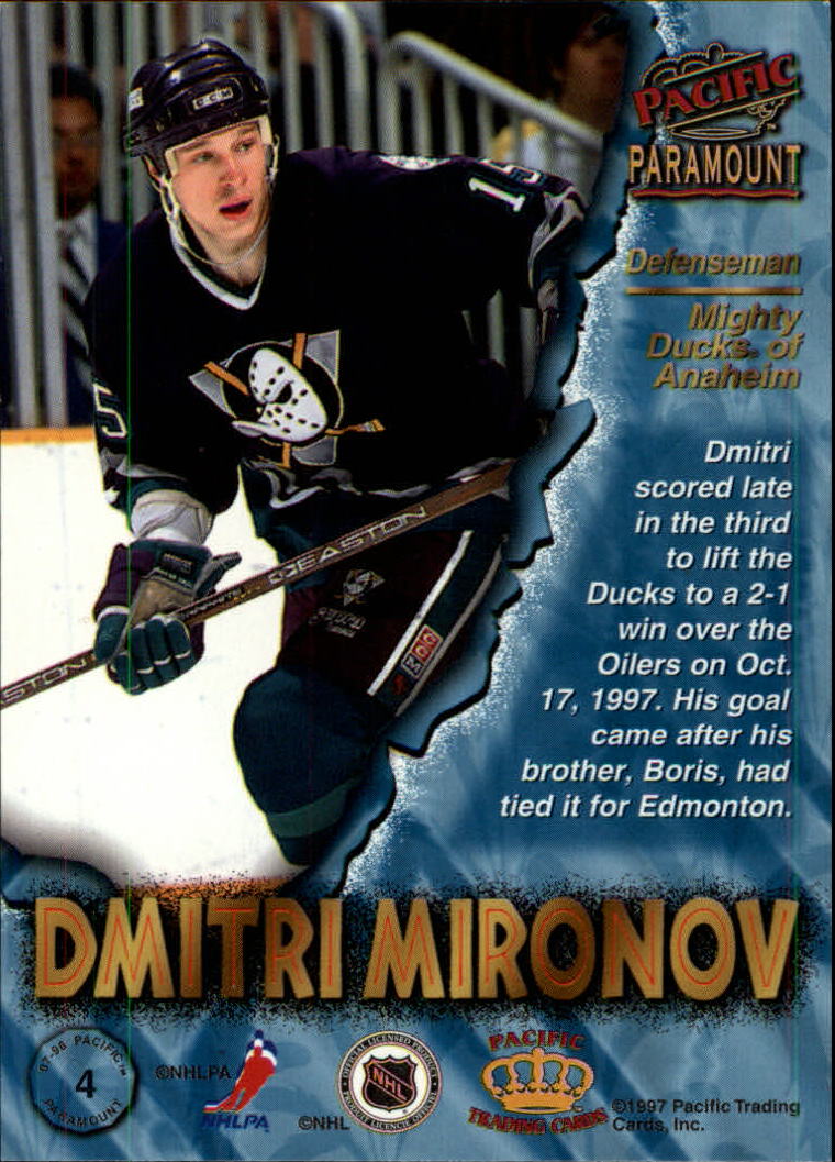 1997-98 Paramount #4 Dmitri Mironov back image