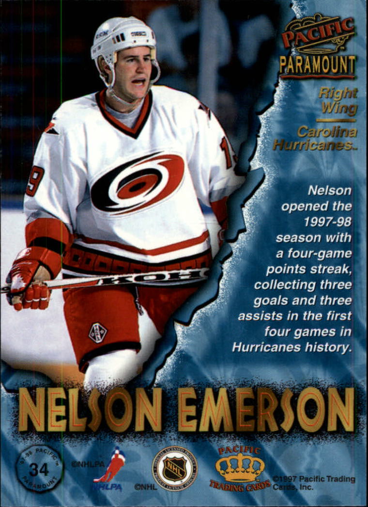 1997-98 Paramount #34 Nelson Emerson back image